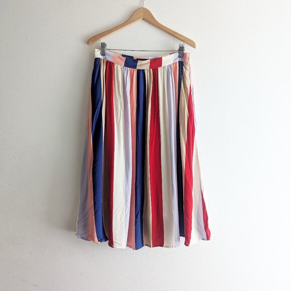 Modcloth Vertical Candy Stripe Midi Skirt with Pockets - Picture 2 of 3